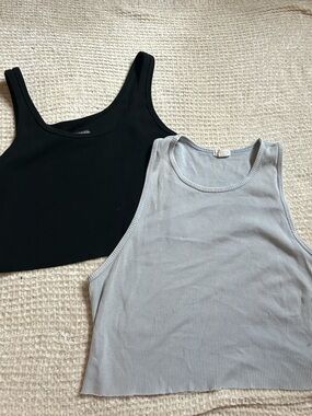 Garage Women's Ribbed Tank Tops in Black and Light Gray